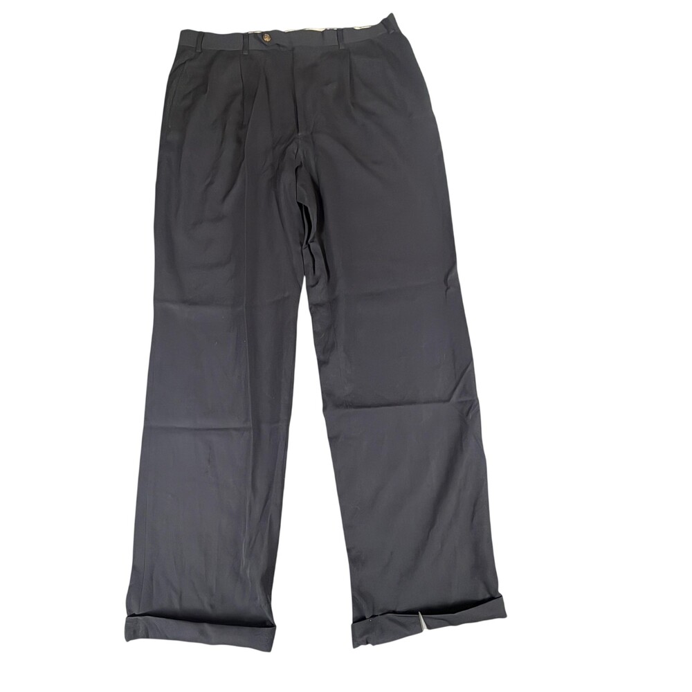 VTG Brooks Brothers Dress Pants Mens 36x32.5 Black Wool Pleated Cuffed USA Union